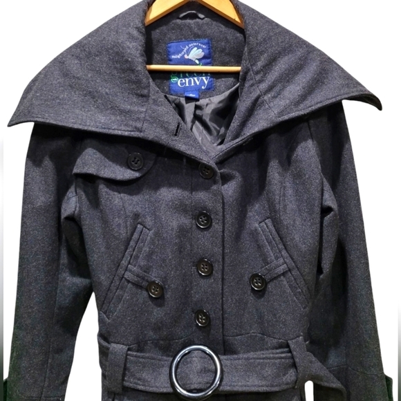 XL Gray Wool Blend Pea Coat- Enlightened Outerwear, EUC - Picture 3 of 8